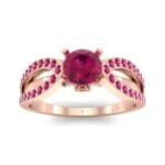 Pave Loop Shank Solitaire Ruby Engagement Ring (1.02 CTW) Top Dynamic View