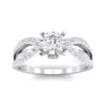 Pave Loop Shank Solitaire Diamond Engagement Ring (1.02 CTW) Top Dynamic View