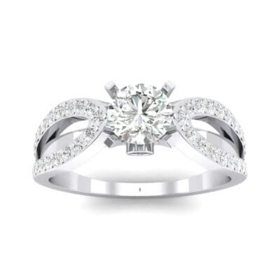 Pave Loop Shank Solitaire Diamond Engagement Ring (1.02 CTW) Top Dynamic View