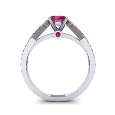 Pave Loop Shank Solitaire Ruby Engagement Ring (1.02 CTW) Side View