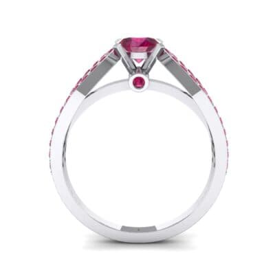 Pave Loop Shank Solitaire Ruby Engagement Ring (1.02 CTW) Side View