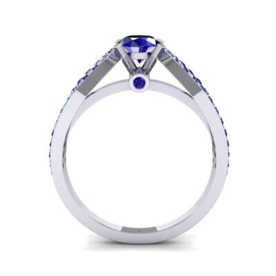 Pave Loop Shank Solitaire Blue Sapphire Engagement Ring (1.02 CTW) Side View