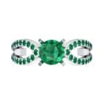 Pave Loop Shank Solitaire Emerald Engagement Ring (1.02 CTW) Top Flat View