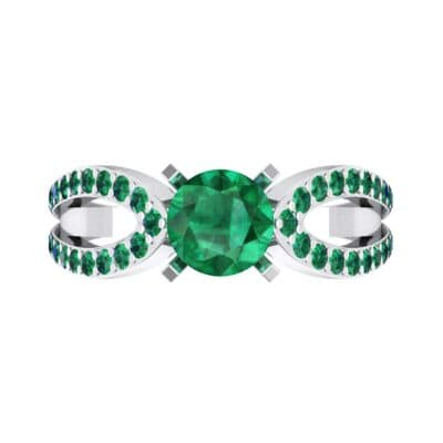 Pave Loop Shank Solitaire Emerald Engagement Ring (1.02 CTW) Top Flat View