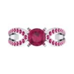Pave Loop Shank Solitaire Ruby Engagement Ring (1.02 CTW) Top Flat View