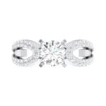 Pave Loop Shank Solitaire Diamond Engagement Ring (1.02 CTW) Top Flat View