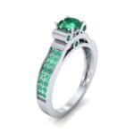 Pave Scroll Solitaire Emerald Engagement Ring (1.22 CTW) Perspective View
