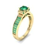 Pave Scroll Solitaire Emerald Engagement Ring (1.22 CTW) Perspective View