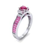 Pave Scroll Solitaire Ruby Engagement Ring (1.22 CTW) Perspective View