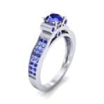 Pave Scroll Solitaire Blue Sapphire Engagement Ring (1.22 CTW) Perspective View