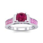 Pave Scroll Solitaire Ruby Engagement Ring (1.22 CTW) Top Dynamic View