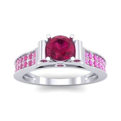 Pave Scroll Solitaire Ruby Engagement Ring (1.22 CTW) Top Dynamic View