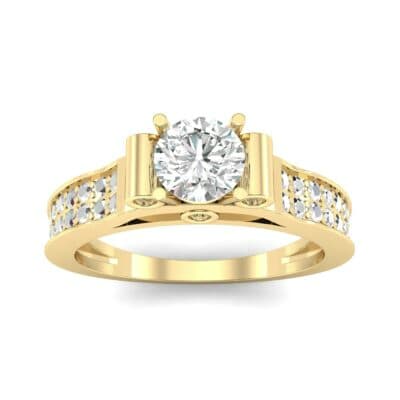 Pave Scroll Solitaire Diamond Engagement Ring (1.22 CTW) Top Dynamic View