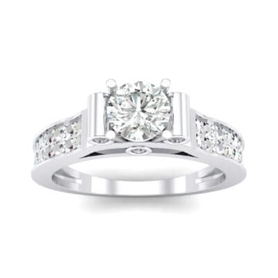 Pave Scroll Solitaire Crystal Engagement Ring (1.22 CTW) Top Dynamic View
