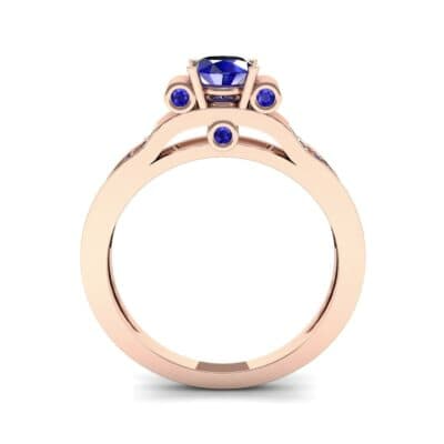 Pave Scroll Solitaire Blue Sapphire Engagement Ring (1.22 CTW) Side View