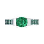 Pave Scroll Solitaire Emerald Engagement Ring (1.22 CTW) Top Flat View