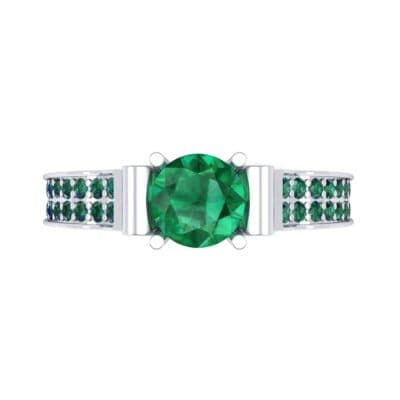 Pave Scroll Solitaire Emerald Engagement Ring (1.22 CTW) Top Flat View