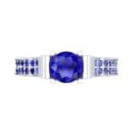Pave Scroll Solitaire Blue Sapphire Engagement Ring (1.22 CTW) Top Flat View