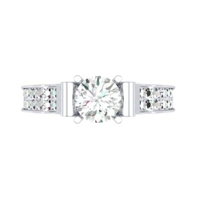 Pave Scroll Solitaire Diamond Engagement Ring (1.22 CTW) Top Flat View