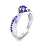 Natale Cross Shank Blue Sapphire Engagement Ring (0.88 CTW) Perspective View