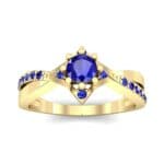 Natale Cross Shank Blue Sapphire Engagement Ring (0.88 CTW) Top Dynamic View