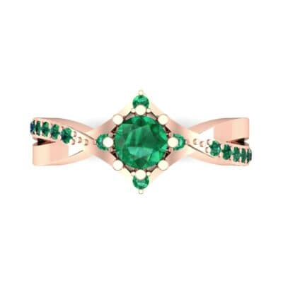 Natale Cross Shank Emerald Engagement Ring (0.88 CTW) Top Flat View