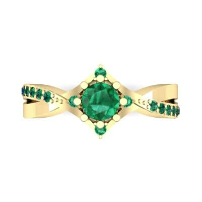 Natale Cross Shank Emerald Engagement Ring (0.88 CTW) Top Flat View