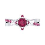Natale Cross Shank Ruby Engagement Ring (0.88 CTW) Top Flat View