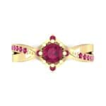 Natale Cross Shank Ruby Engagement Ring (0.88 CTW) Top Flat View
