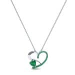 Half-Pave Two Heart Emerald Pendant (0.51 CTW) Perspective View