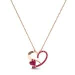 Half-Pave Two Heart Ruby Pendant (0.51 CTW) Perspective View