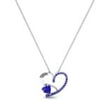 Half-Pave Two Heart Blue Sapphire Pendant (0.51 CTW) Perspective View