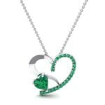 Half-Pave Two Heart Emerald Pendant (0.51 CTW) Top Dynamic View