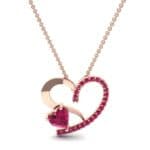 Half-Pave Two Heart Ruby Pendant (0.51 CTW) Top Dynamic View