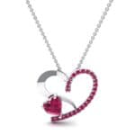 Half-Pave Two Heart Ruby Pendant (0.51 CTW) Top Dynamic View