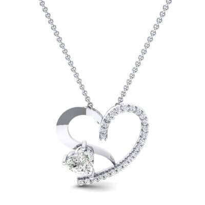 Half-Pave Two Heart Crystal Pendant (0.51 CTW) Top Dynamic View