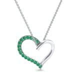 Half-Pave Heart Emerald Pendant (0.26 CTW) Top Dynamic View