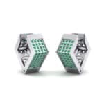 Square Pave Emerald Huggie Earrings (0.4 CTW) Perspective View