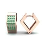 Square Pave Emerald Huggie Earrings (0.4 CTW) Top Dynamic View