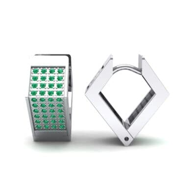 Square Pave Emerald Huggie Earrings (0.4 CTW) Top Dynamic View