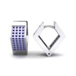 Square Pave Blue Sapphire Huggie Earrings (0.4 CTW) Top Dynamic View