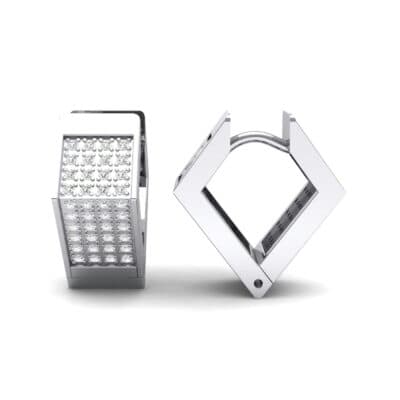 Square Pave Crystal Huggie Earrings (0.4 CTW) Top Dynamic View