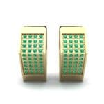 Square Pave Emerald Huggie Earrings (0.4 CTW) Side View