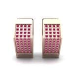 Square Pave Ruby Huggie Earrings (0.4 CTW) Side View