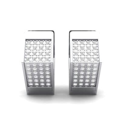 Square Pave Diamond Huggie Earrings (0.4 CTW) Side View