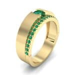 Pave Edge Verge Emerald Engagement Ring (0.35 CTW) Perspective View