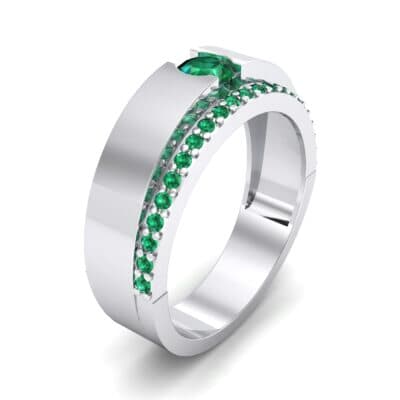 Pave Edge Verge Emerald Engagement Ring (0.35 CTW) Perspective View