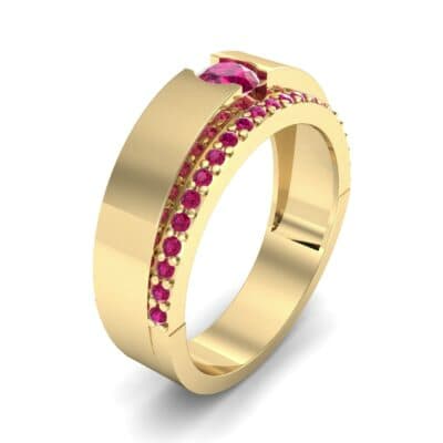 Pave Edge Verge Ruby Engagement Ring (0.35 CTW) Perspective View