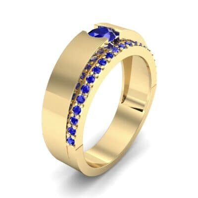 Pave Edge Verge Blue Sapphire Engagement Ring (0.35 CTW) Perspective View