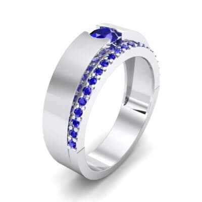 Pave Edge Verge Blue Sapphire Engagement Ring (0.35 CTW) Perspective View